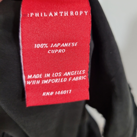 n:PHILANTHROPY black Japanese cupro pull on drawstring waist casual jogger pants - Picture 7 of 8